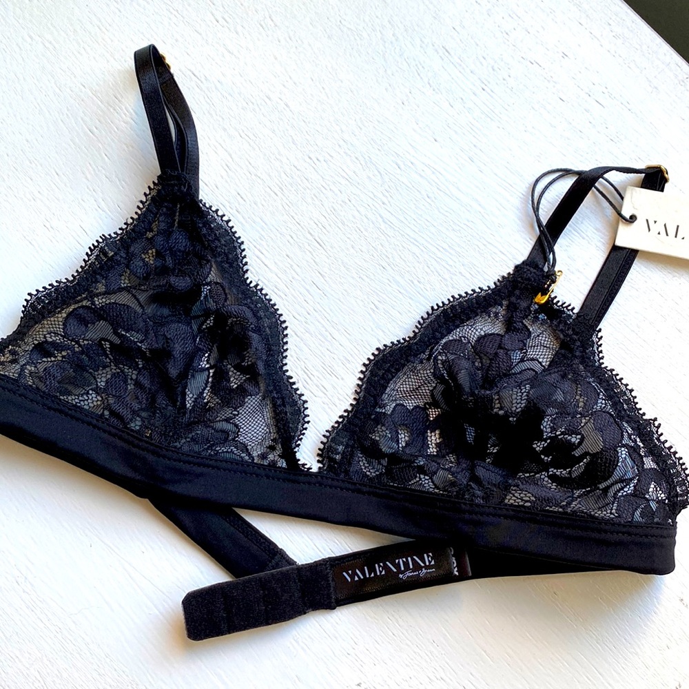Valentine black NYC by jonas & brown bra lace size XS wireless NWT